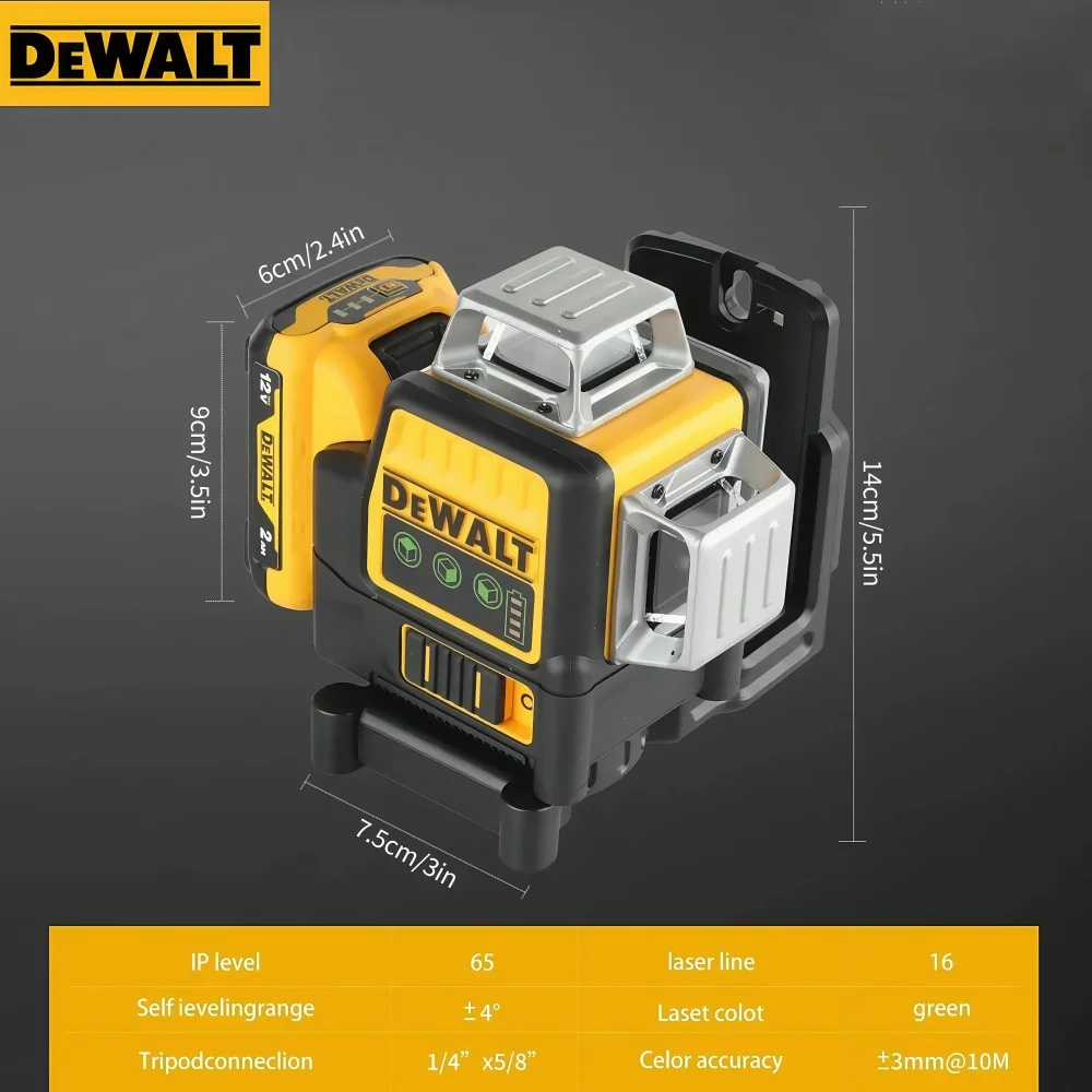 Dewalt NEW DW089LG 12 Lines 3 Sides*360 Degree Vertical 12V Lithium Battery Laser Level Horizontal Green Meter Outdoor leveling
Dewalt NEW DW089LG 12 Lines 3 Sides*360 Degree Vertical 12V Lithium Battery Laser Level Horizontal Green Meter Outdoor leveling