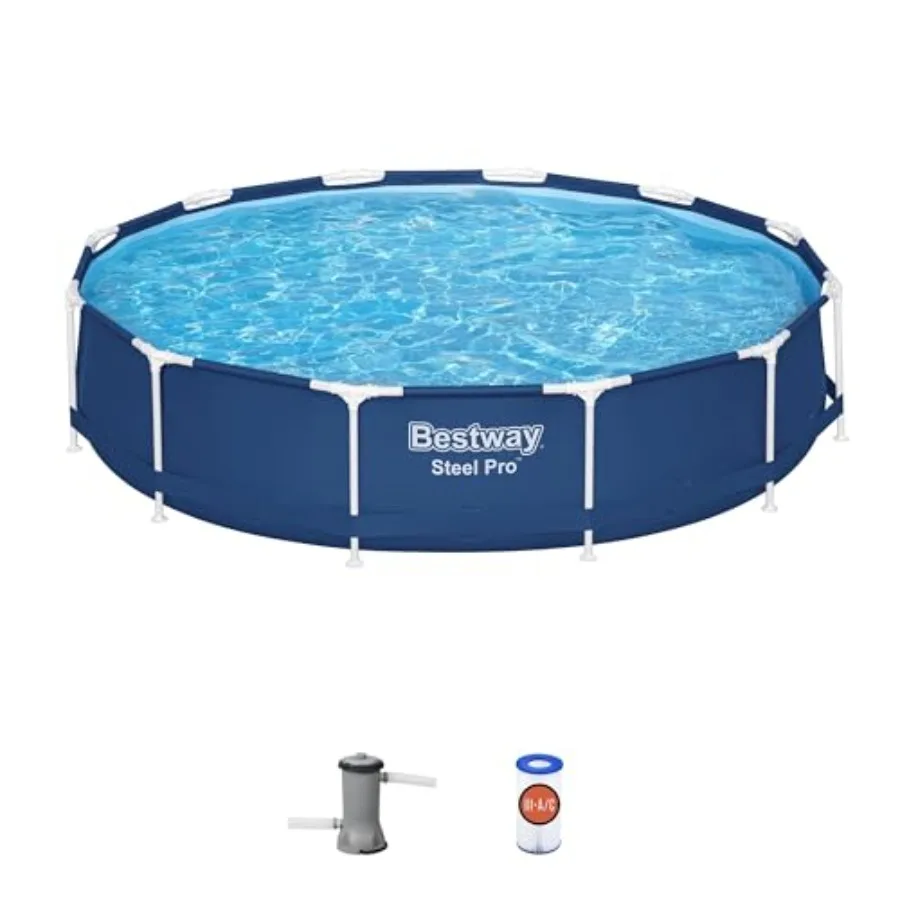 Steel Pro 12 feet x 30 inches Round Above Ground 1710 Gallon Pool Set with DuraPlus Liner 530 Gallon Pool Filter and Repair Pat
Steel Pro 12 feet x 30 inches Round Above Ground 1710 Gallon Pool Set with DuraPlus Liner 530 Gallon Pool Filter and Repair Pat