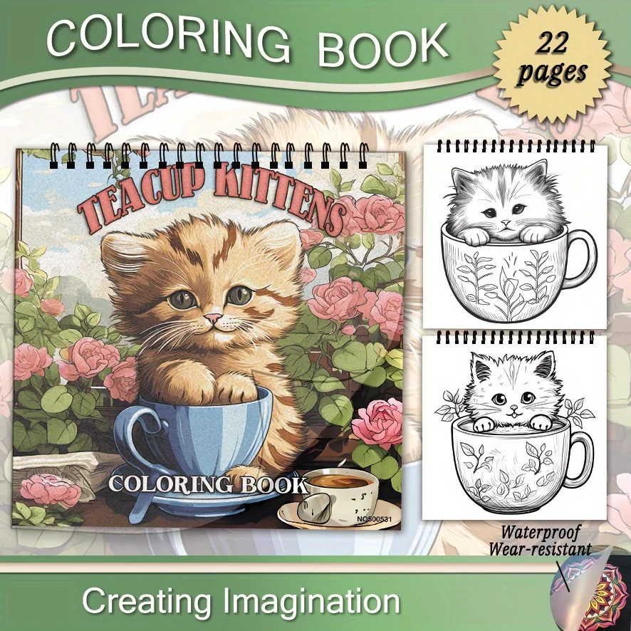 Adult Teacup Kittens Coloring Book - 8.27×8.27 Inches, 22 Pages. Adorable Kitten - in - Cup Art. Sweet Gift
Adult Teacup Kittens Coloring Book - 8.27×8.27 Inches, 22 Pages. Adorable Kitten - in - Cup Art. Sweet Gift