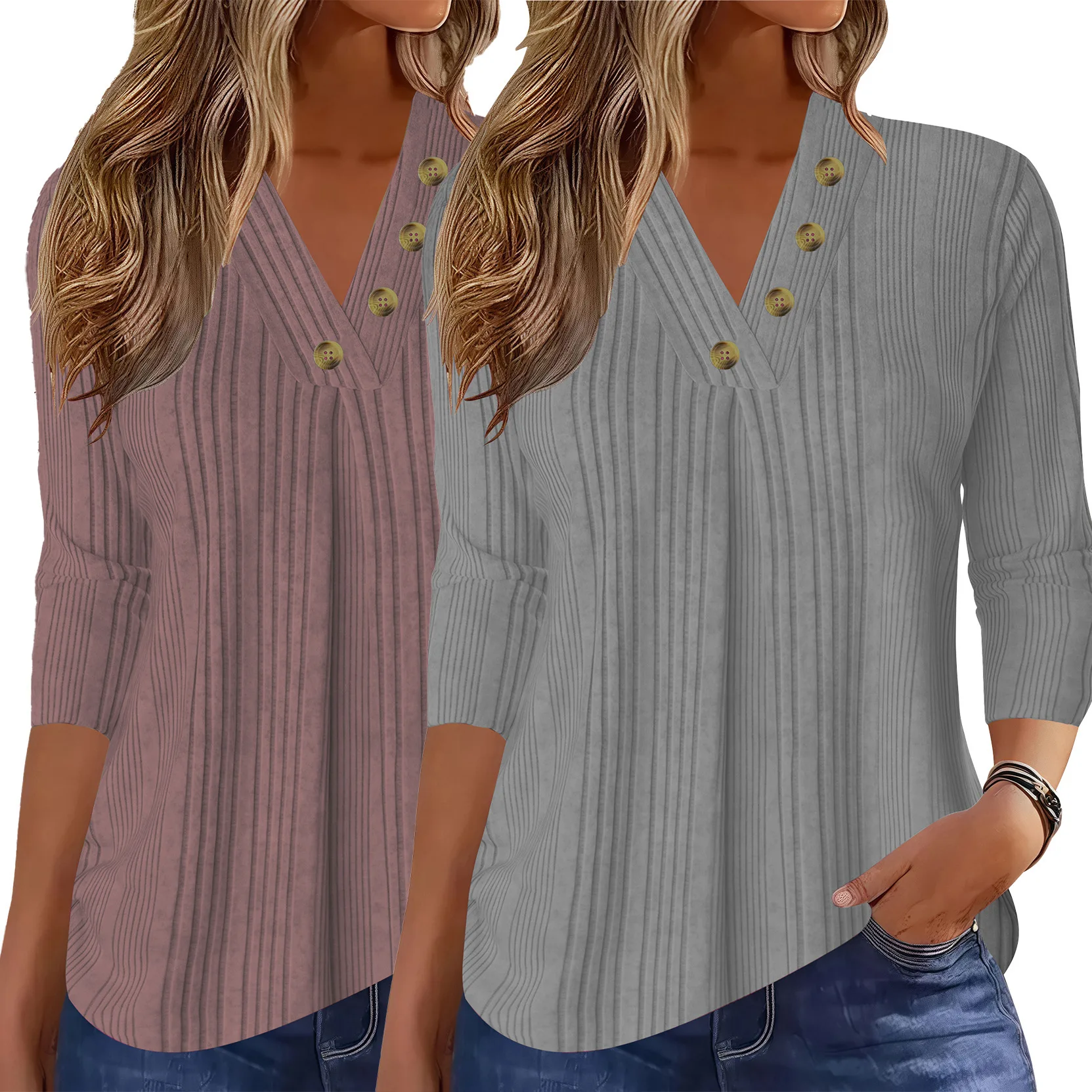 Women Elegant Button V Neck Solid Knit Sweater Loose Fit Plus Size Pullover Tops Autumn Winter Fashion
Women Elegant Button V Neck Solid Knit Sweater Loose Fit Plus Size Pullover Tops Autumn Winter Fashion