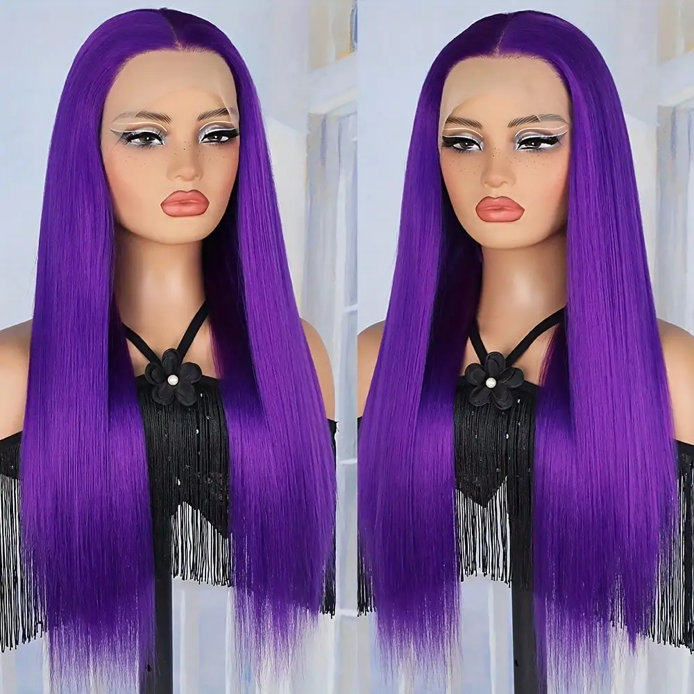Violet Purple Synthetic Lace Front Wigs 13x4 HD Long Straight Lace Front Wigs Dark Purple Colored Wigs
Violet Purple Synthetic Lace Front Wigs 13x4 HD Long Straight Lace Front Wigs Dark Purple Colored Wigs
