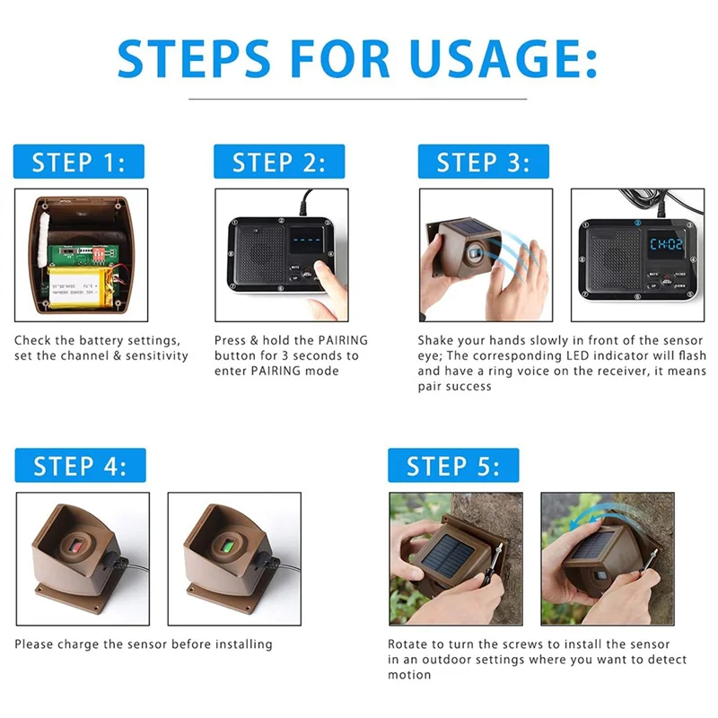 A91P Expandable For Solar Wireless Driveway Alarm System (Only Sensor, CAN NOT Work Without Receiver)
A91P Expandable For Solar Wireless Driveway Alarm System (Only Sensor, CAN NOT Work Without Receiver)