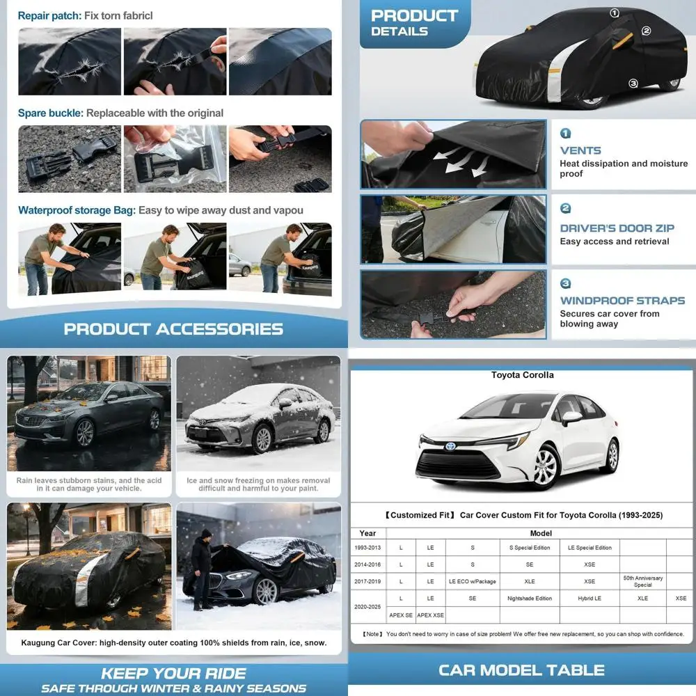 Универсальный чехол для автомобиля на 10 слоев для седанов (1996-2026), водонепроницаемый внешний чехол с вентиляционными отверстиями, полотенцем и ремонтными заплатками, для защиты на улице
Универсальный чехол для автомобиля на 10 слоев для седанов (1996-2026), водонепроницаемый внешний чехол с вентиляционными отверстиями, полотенцем и ремонтными заплатками, для защиты на улице