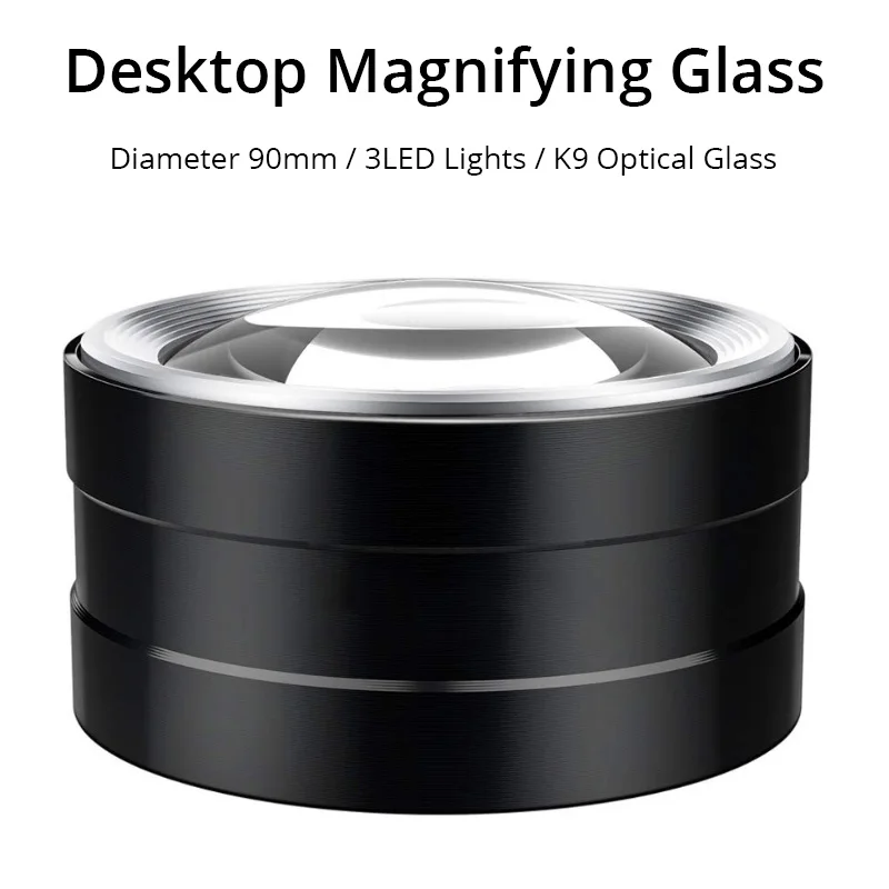 6X Desktop illumination Reading Magnifying Glass Optical Glass Lens with 3 LED Lights Paperweight Mirror Magnifier
6X Desktop illumination Reading Magnifying Glass Optical Glass Lens with 3 LED Lights Paperweight Mirror Magnifier