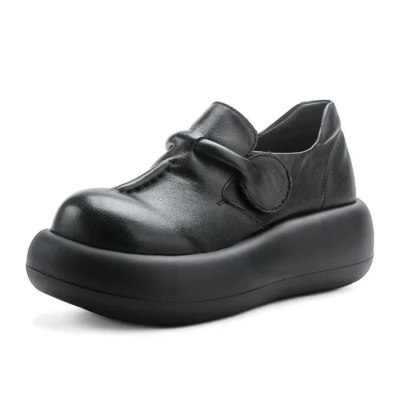 5.5CM Women Flat Platform Shoes Spring Autumn Luxury Design Wide Head Genuine Leather Thick Bottom Handmade Retro Casual Shoes
5.5CM Women Flat Platform Shoes Spring Autumn Luxury Design Wide Head Genuine Leather Thick Bottom Handmade Retro Casual Shoes