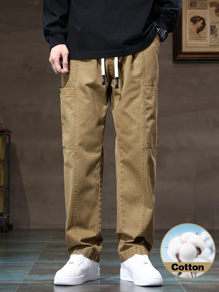 Свободные брюки-карго из 100% хлопка, мужские модные повседневные брюки-карго с большими карманами и прямой эластичной резинкой на талии, уличные брюки-джоггеры, черные, хаки, серые
Свободные брюки-карго из 100% хлопка, мужские модные повседневные брюки-карго с большими карманами и прямой эластичной резинкой на талии, уличные брюки-джоггеры, черные, хаки, серые