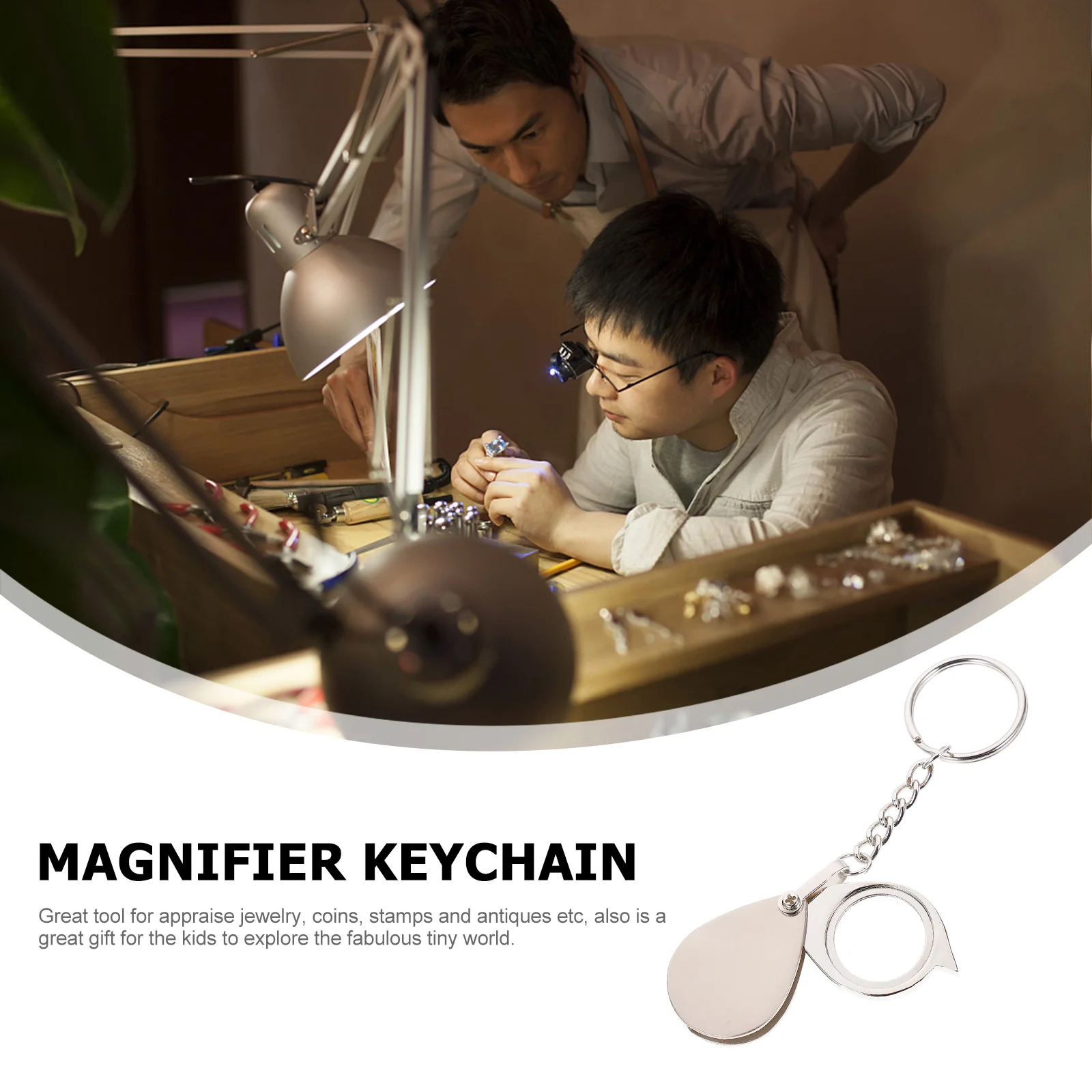 Magnifier Keychain Foldable Metal Glass Lens For Coins Jewelry Appraisal Travel Portable Loupe Key Ring Mini
Magnifier Keychain Foldable Metal Glass Lens For Coins Jewelry Appraisal Travel Portable Loupe Key Ring Mini