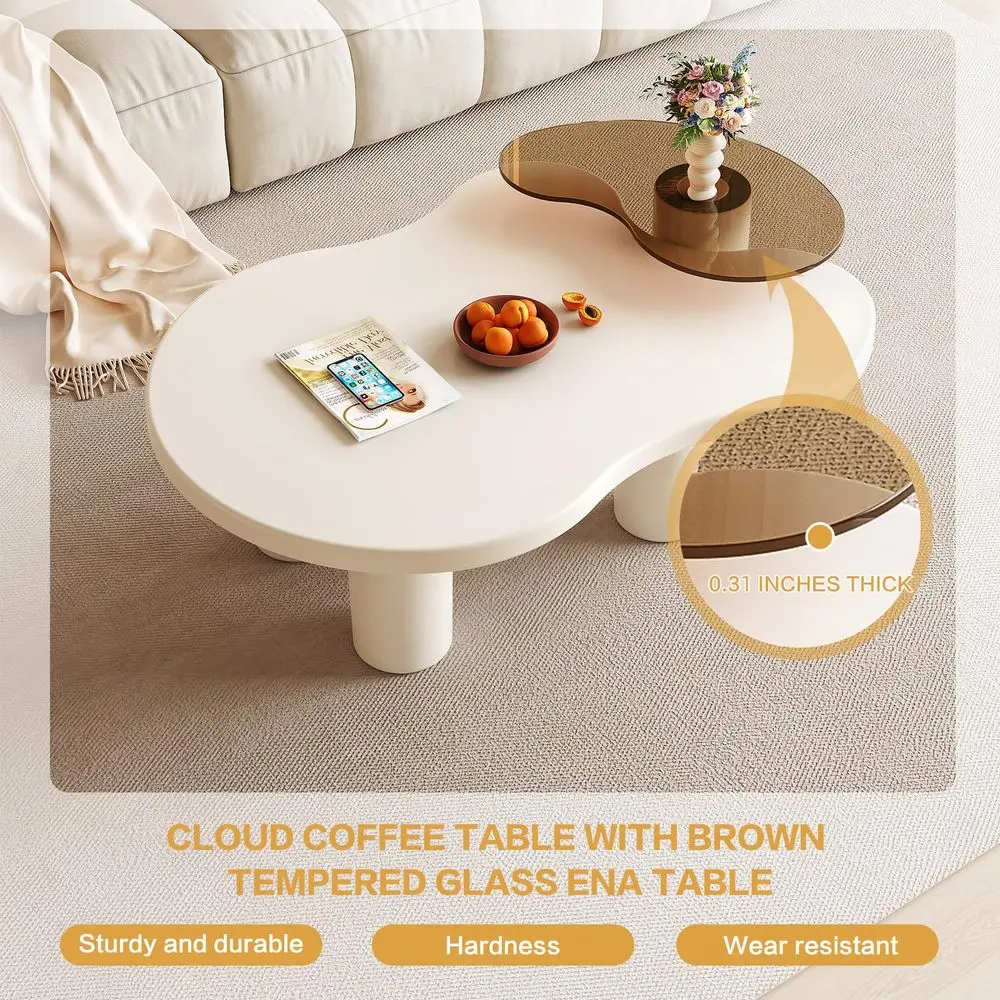 Nesting Coffee Table Set of 2 Irregular Cloud Shape Cream White Center Table Space Saving eAccent Tables for Living Room Apartm
Nesting Coffee Table Set of 2 Irregular Cloud Shape Cream White Center Table Space Saving eAccent Tables for Living Room Apartm