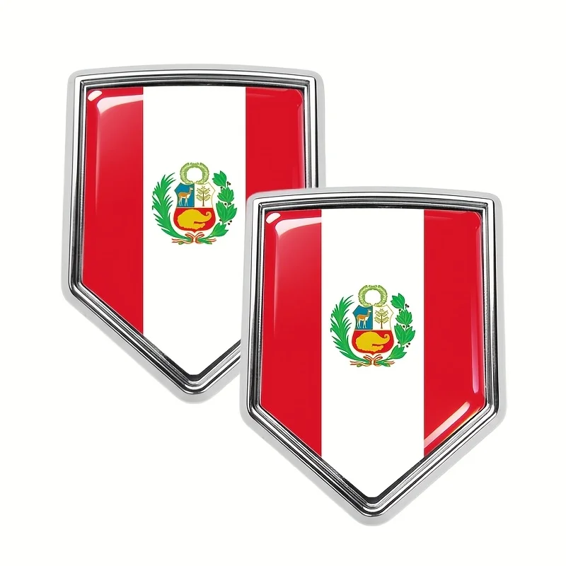 2pcs Peru Flag Shield Decals 3D Chrome Metal Emblems For Cars, Motorcycles, And Bumpers
2pcs Peru Flag Shield Decals 3D Chrome Metal Emblems For Cars, Motorcycles, And Bumpers