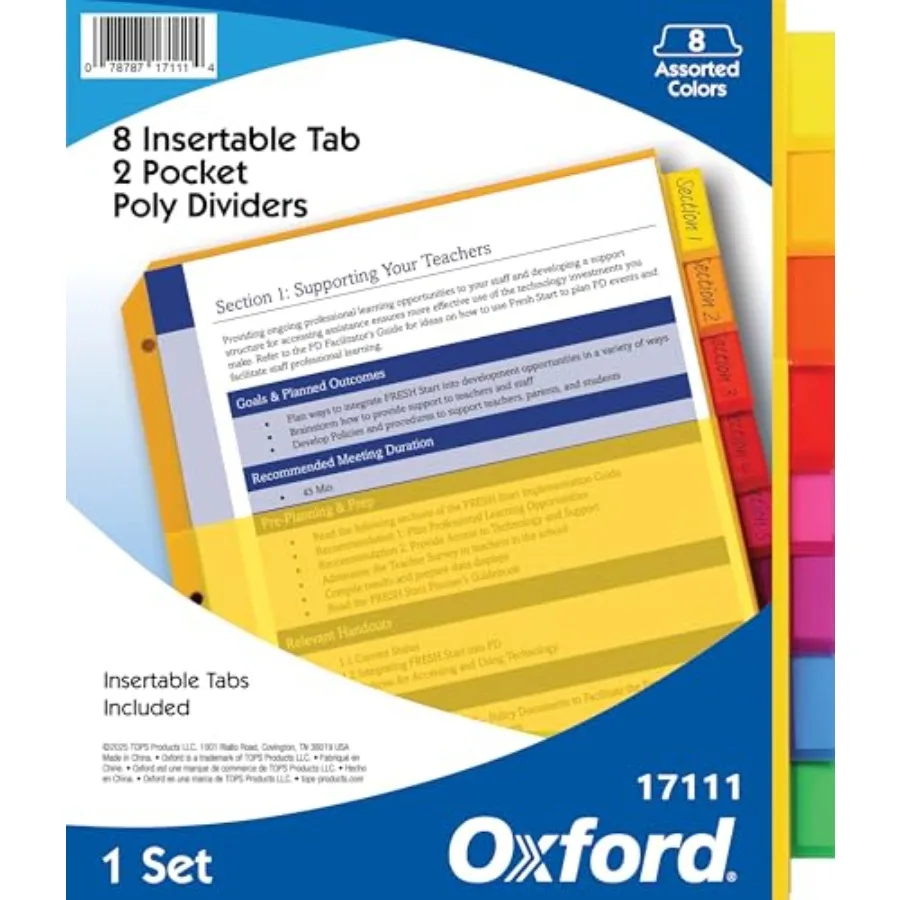 Heavy-Duty 8-Tab Plastic Binder Dividers with Pockets for Three Ring Binders - Essential Back to School Supplies and Organizati
Heavy-Duty 8-Tab Plastic Binder Dividers with Pockets for Three Ring Binders - Essential Back to School Supplies and Organizati