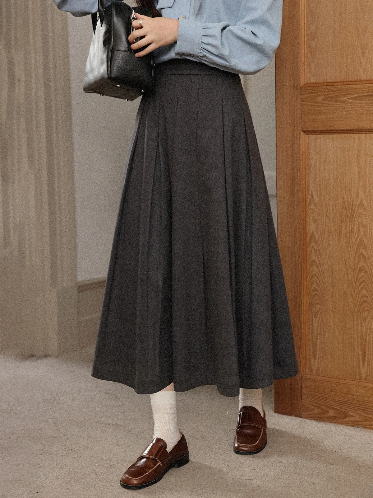 Casual ey Pleated Skirt Loose Women's Midi Skirt School Sle f-length Autumn New Design South Deer Le Staircase
Casual ey Pleated Skirt Loose Women's Midi Skirt School Sle f-length Autumn New Design South Deer Le Staircase