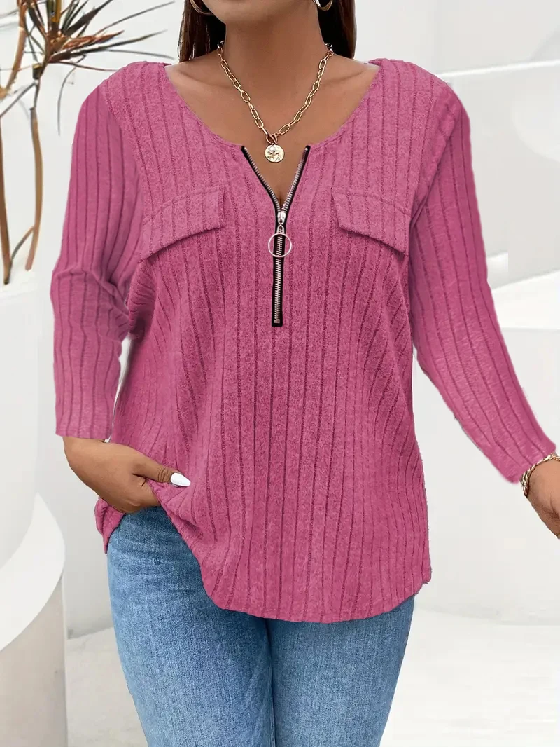 Женская осенне-зимняя одежда, повседневная и элегантная однотонная пуловерная футболка с длинными рукавами на молнии, женская свободная одежда,
Женская осенне-зимняя одежда, повседневная и элегантная однотонная пуловерная футболка с длинными рукавами на молнии, женская свободная одежда,