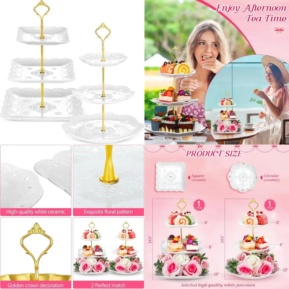 Белые фарфоровые подставки для кексов из 2 предметов — круглые и квадратные 3-ярусные подносы для сервировки тортов для многоярусных дисплеев для десертов
Белые фарфоровые подставки для кексов из 2 предметов — круглые и квадратные 3-ярусные подносы для сервировки тортов для многоярусных дисплеев для десертов