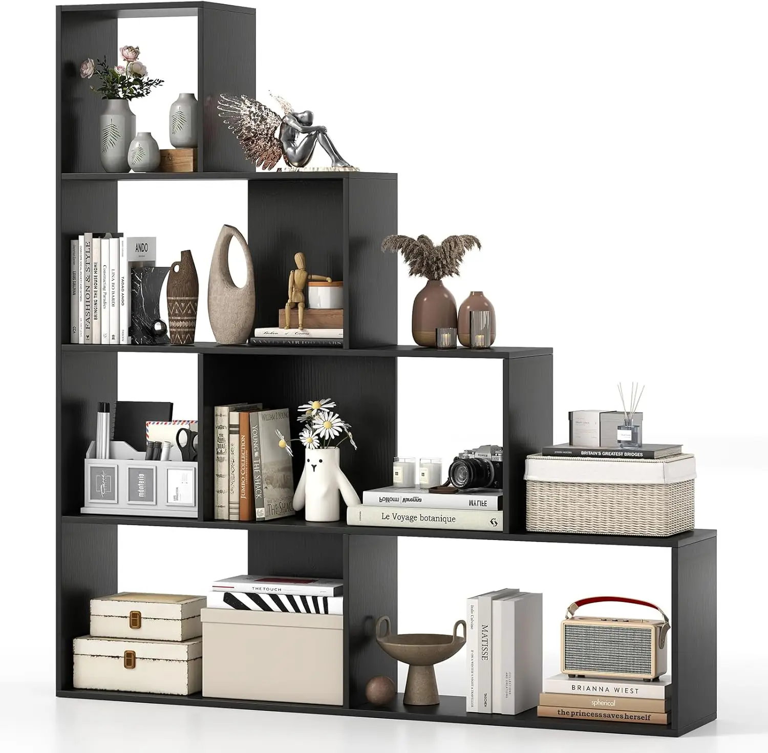 6 Cube Geometric Bookshelf, 4-Tier L-Shaped Bookcase with Cubes, Freestanding Ladder Corner Display Shelf w/Anti-Topplin
6 Cube Geometric Bookshelf, 4-Tier L-Shaped Bookcase with Cubes, Freestanding Ladder Corner Display Shelf w/Anti-Topplin