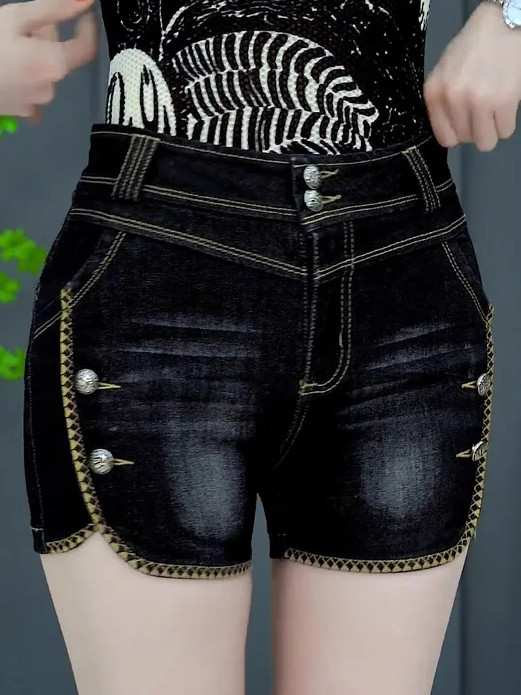 Summer Thin Denim Shorts Women's High Waist Tight Fit Large Size Slimming Outerwear Three-quarter Length Cotton Stretch Jeans
Summer Thin Denim Shorts Women's High Waist Tight Fit Large Size Slimming Outerwear Three-quarter Length Cotton Stretch Jeans