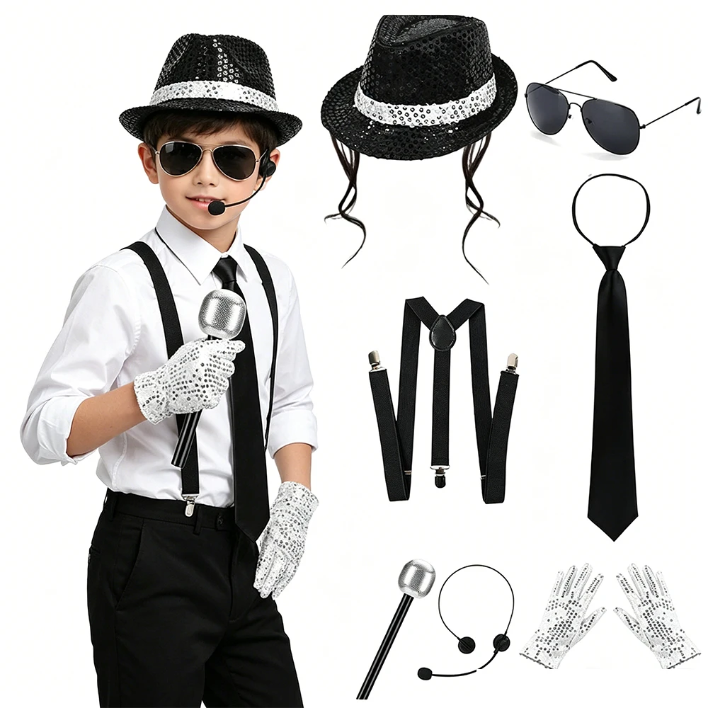 Michael Jackson Cosplay Accessories Set 80S Retro Disco Party Performance Kit with Sequin Hat Gloves Sunglasses Halloween Suit
Michael Jackson Cosplay Accessories Set 80S Retro Disco Party Performance Kit with Sequin Hat Gloves Sunglasses Halloween Suit