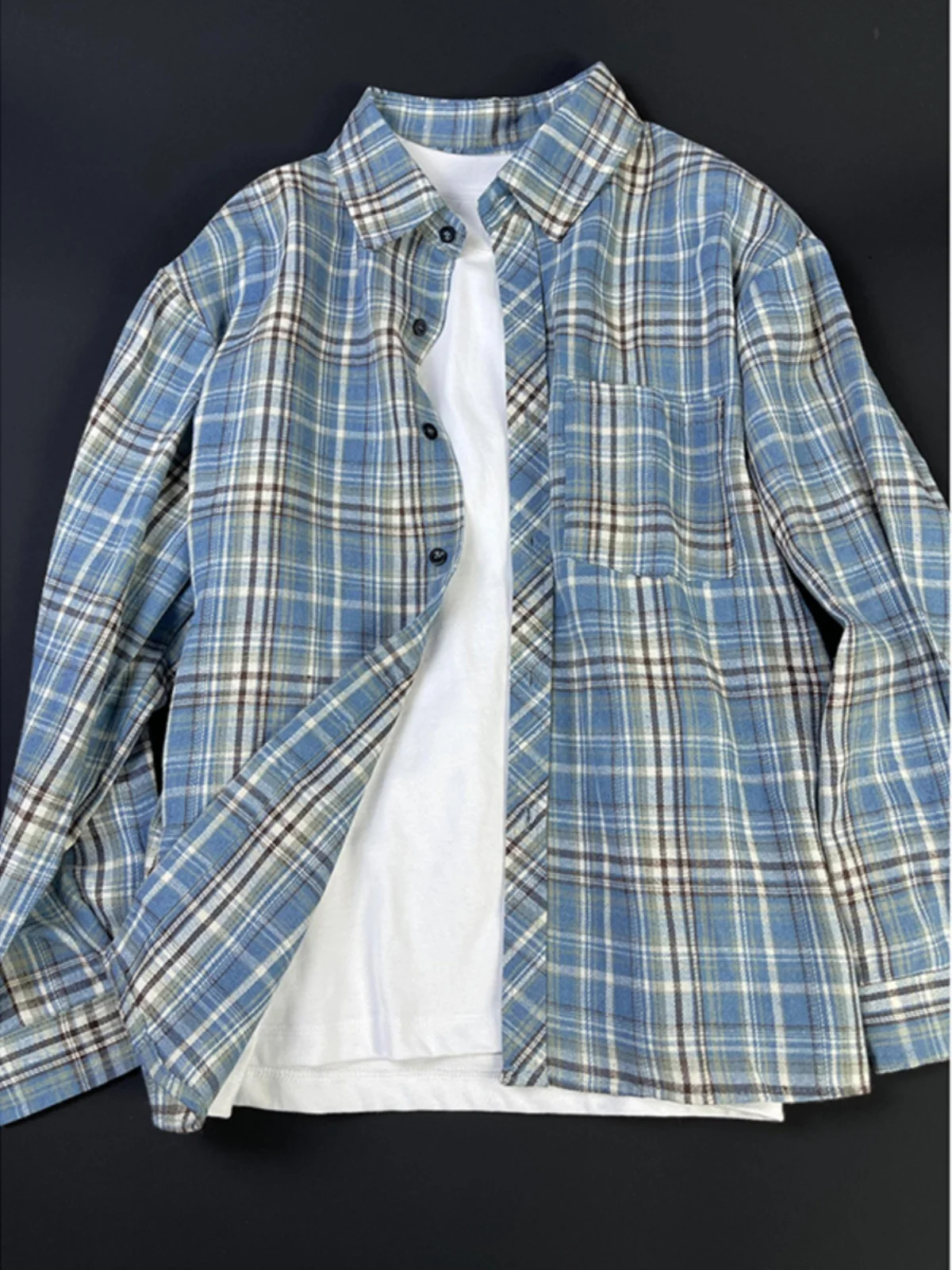 Blue Plaid Long Sve irt Men's Autumn Winter Inner Wear Layering High-End Feeling Cleanfit Plaid irt Jaet
Blue Plaid Long Sve irt Men's Autumn Winter Inner Wear Layering High-End Feeling Cleanfit Plaid irt Jaet