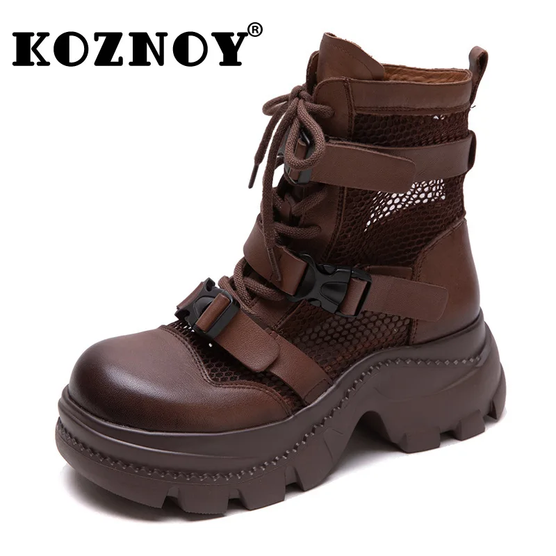 Koznoy 5.5cm Air Mesh Ethnic Cow Genuine Leather Fashion Ankle Booties Women Hollow Platform Wedge Breathable Zip Summer Shoes
Koznoy 5.5cm Air Mesh Ethnic Cow Genuine Leather Fashion Ankle Booties Women Hollow Platform Wedge Breathable Zip Summer Shoes