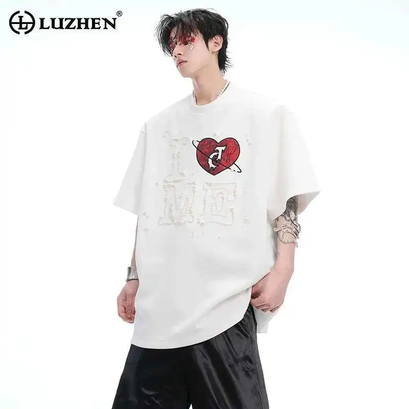 LUZHEN 2025 New Short Sleeve Loose Leather Love Couple T-shirt Men's Stylish Original Pearl Patchwork Street Tops Clothes LZ9896
LUZHEN 2025 New Short Sleeve Loose Leather Love Couple T-shirt Men's Stylish Original Pearl Patchwork Street Tops Clothes LZ9896
