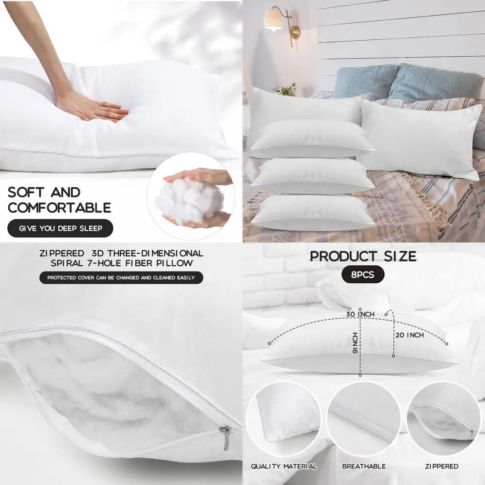 Queen Size Pillows Set of 8, Ideal for Standard Beds, Suitable for Various Sleeping Positions, Machine Washable (30x20 inches)
Queen Size Pillows Set of 8, Ideal for Standard Beds, Suitable for Various Sleeping Positions, Machine Washable (30x20 inches)