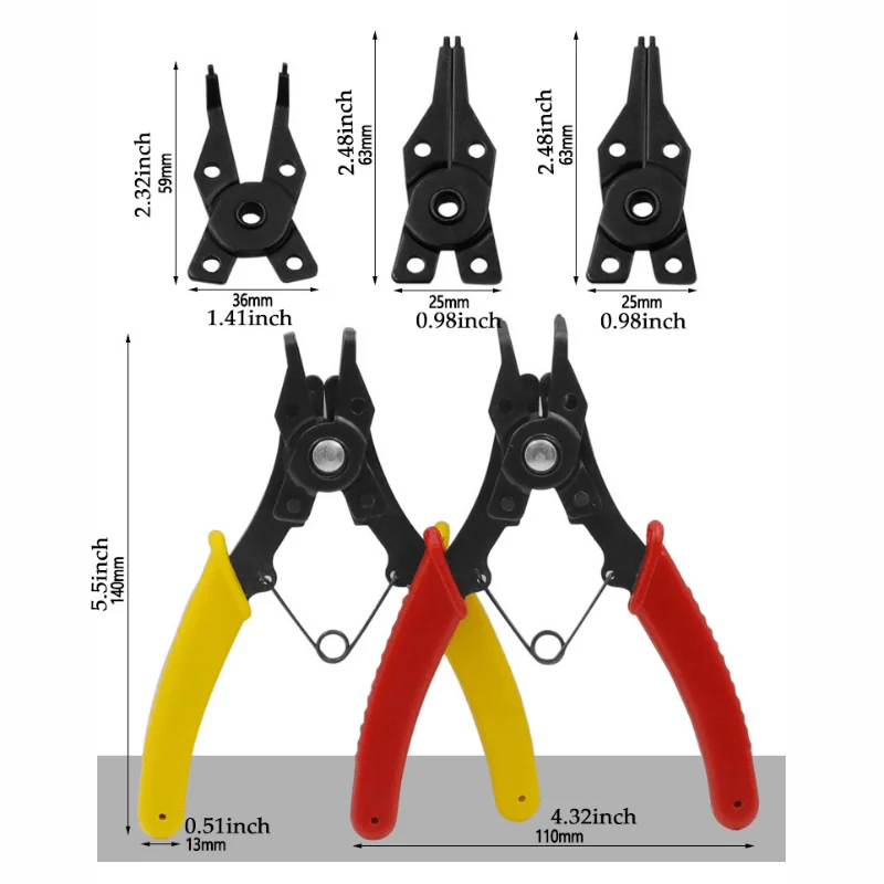 1Pc 4 in 1 Professional Flexible Head Circlip Plier Snap Ring Pliers Set for Retaining Clip Maintenance Wire Stripper
1Pc 4 in 1 Professional Flexible Head Circlip Plier Snap Ring Pliers Set for Retaining Clip Maintenance Wire Stripper
