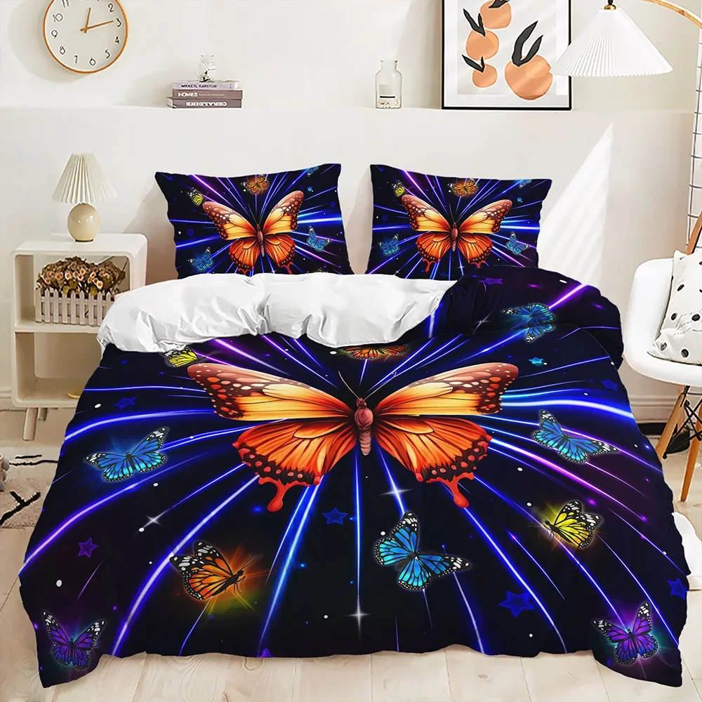 3pcs Whimsical Butterfly Duvet Cover Set - Fantasy Night Garden with Colorful Wings Bedding for Girls
3pcs Whimsical Butterfly Duvet Cover Set - Fantasy Night Garden with Colorful Wings Bedding for Girls