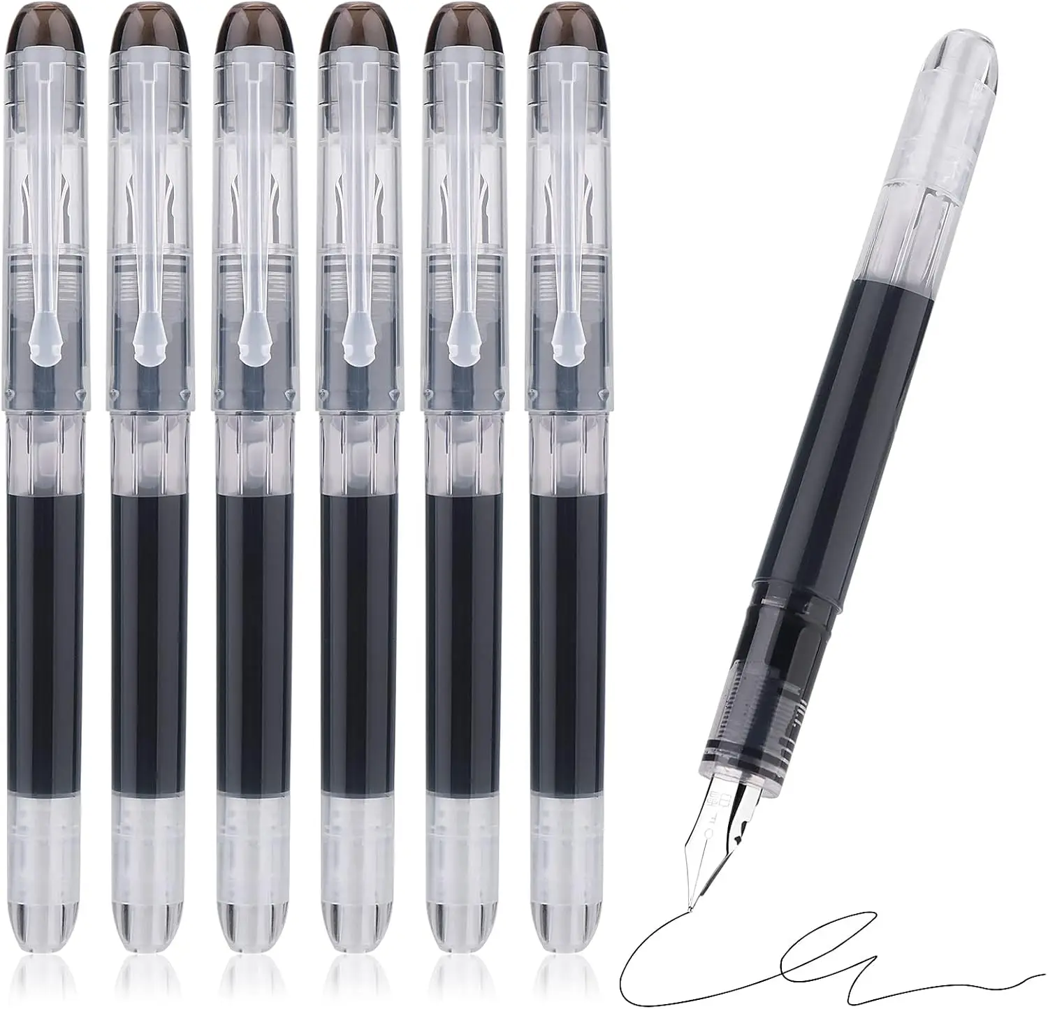 Ручки-фонтаны одноразовые для плавного письма, черные чернила, быстросохнущие, с тонким пером, для школы, офиса, подарков, 6 шт.
Ручки-фонтаны одноразовые для плавного письма, черные чернила, быстросохнущие, с тонким пером, для школы, офиса, подарков, 6 шт.