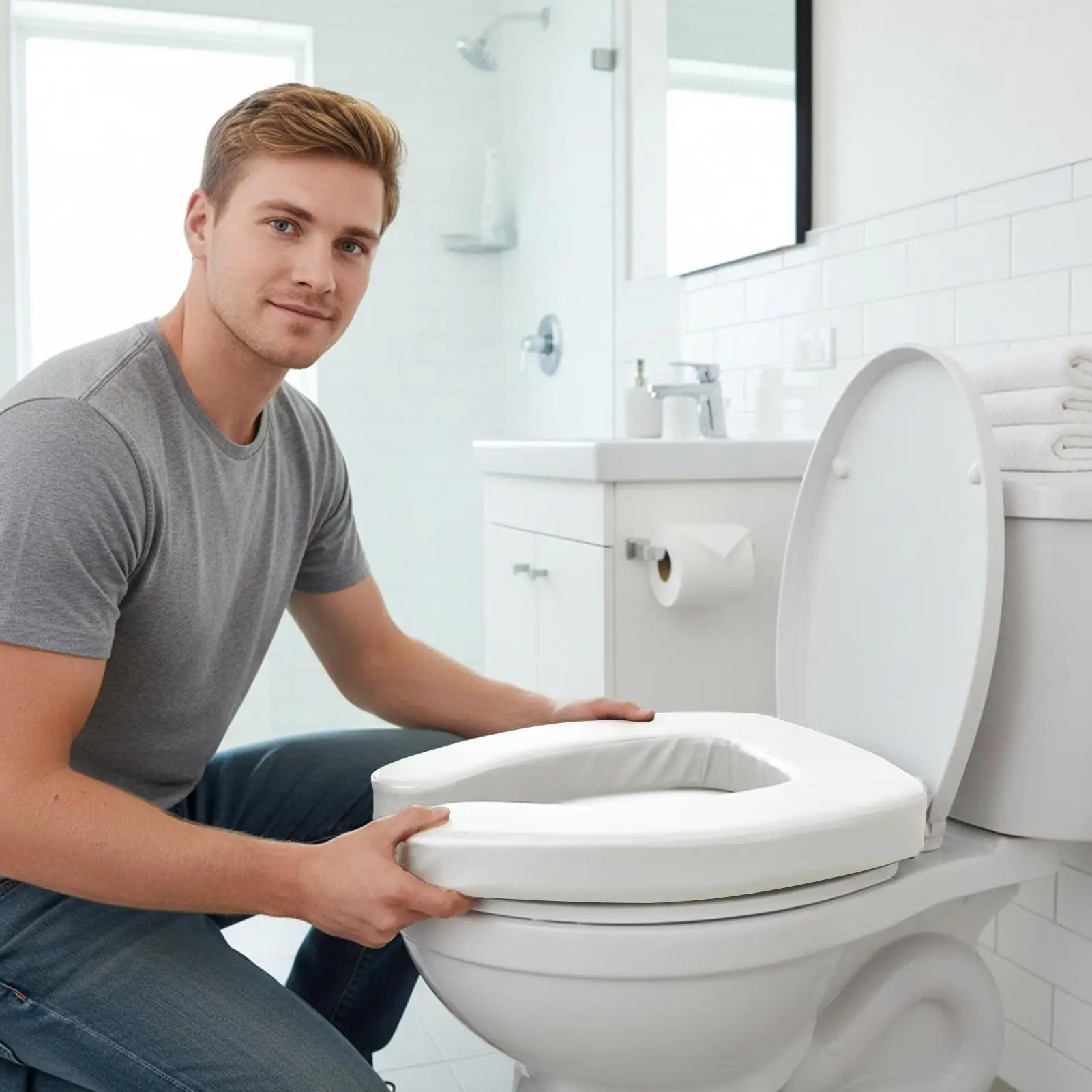 Handicap Toilet Seat Portable Non-Slip Waterproof Padded Seat Toilet Lift Assist for Elderly Disabled Pregnant Home Travel
Handicap Toilet Seat Portable Non-Slip Waterproof Padded Seat Toilet Lift Assist for Elderly Disabled Pregnant Home Travel