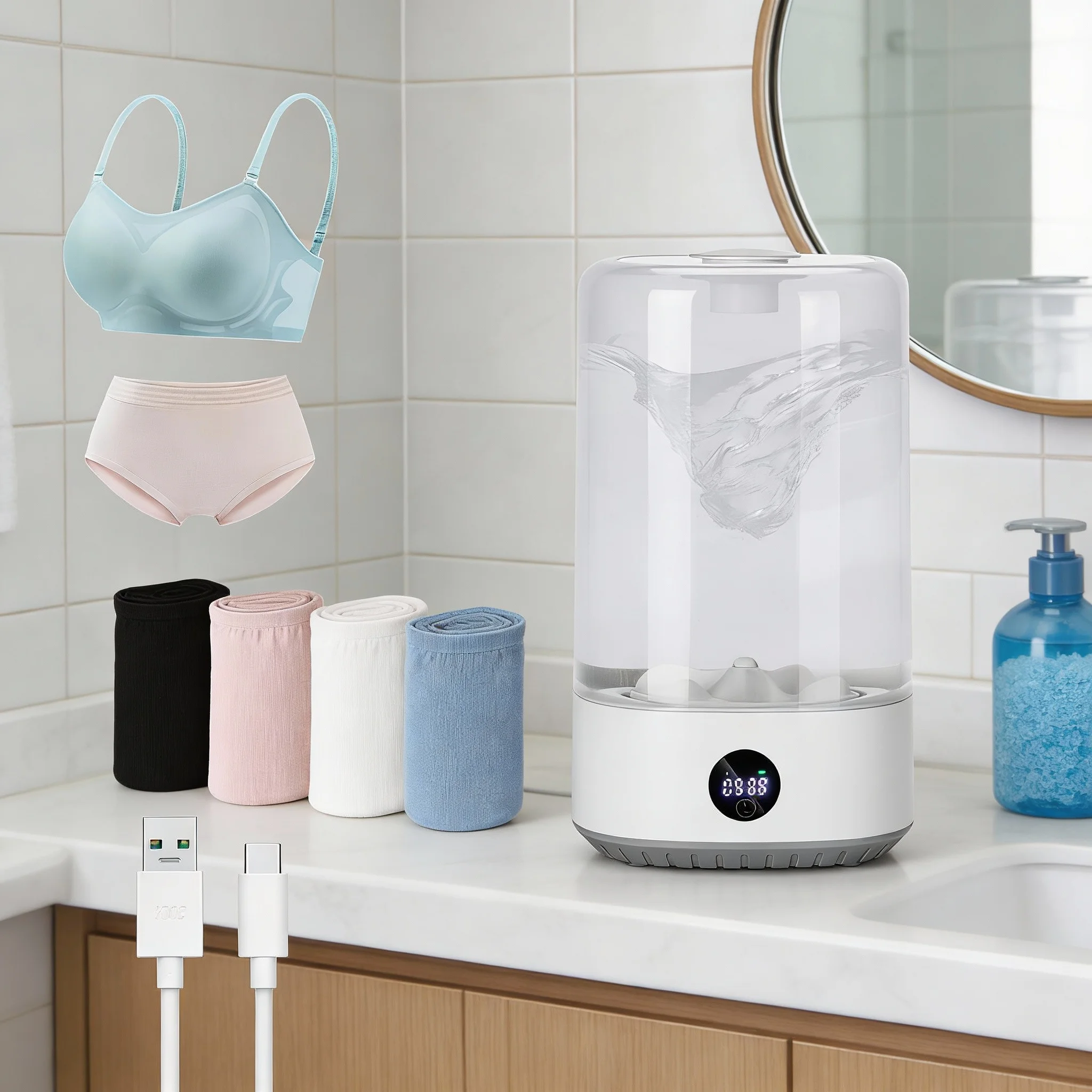 Мини-портативная стиральная машина, емкость 6 литров, способная для чистки нижнего белья, компактная стиральная машина с беспроводной зарядкой
Мини-портативная стиральная машина, емкость 6 литров, способная для чистки нижнего белья, компактная стиральная машина с беспроводной зарядкой