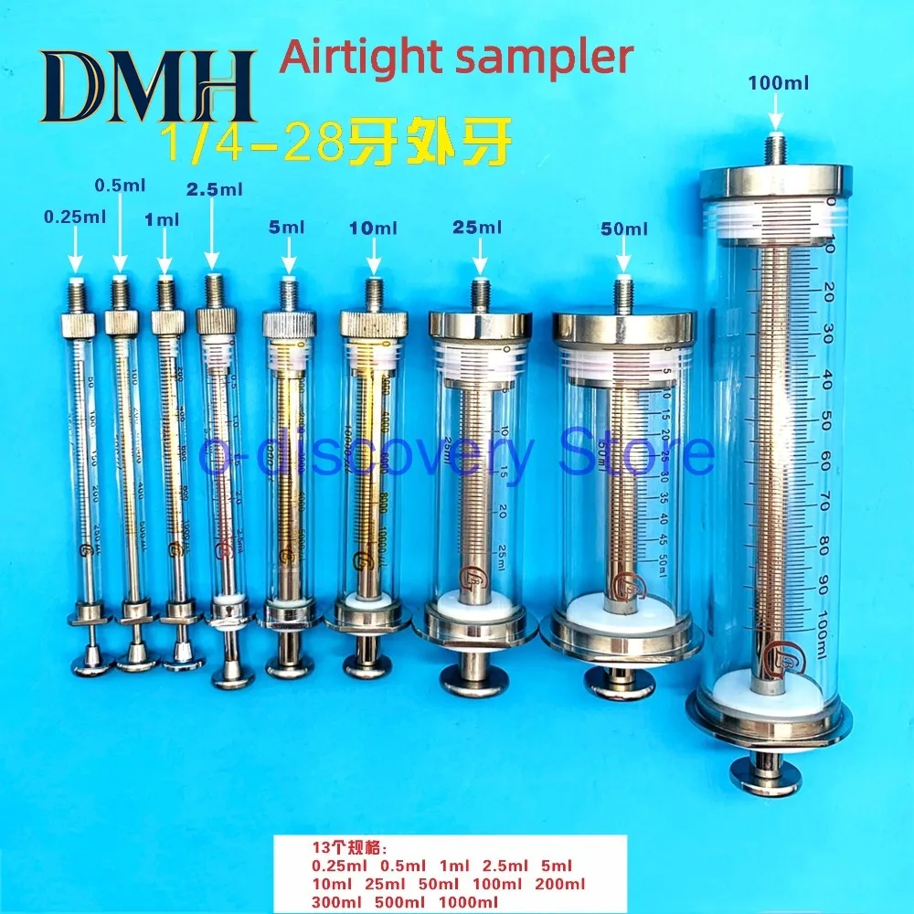 0.25ml0.5ml 5ml-100ml1/4-28UNF External Tooth Airtight Plunger Pump Fluid Sampler