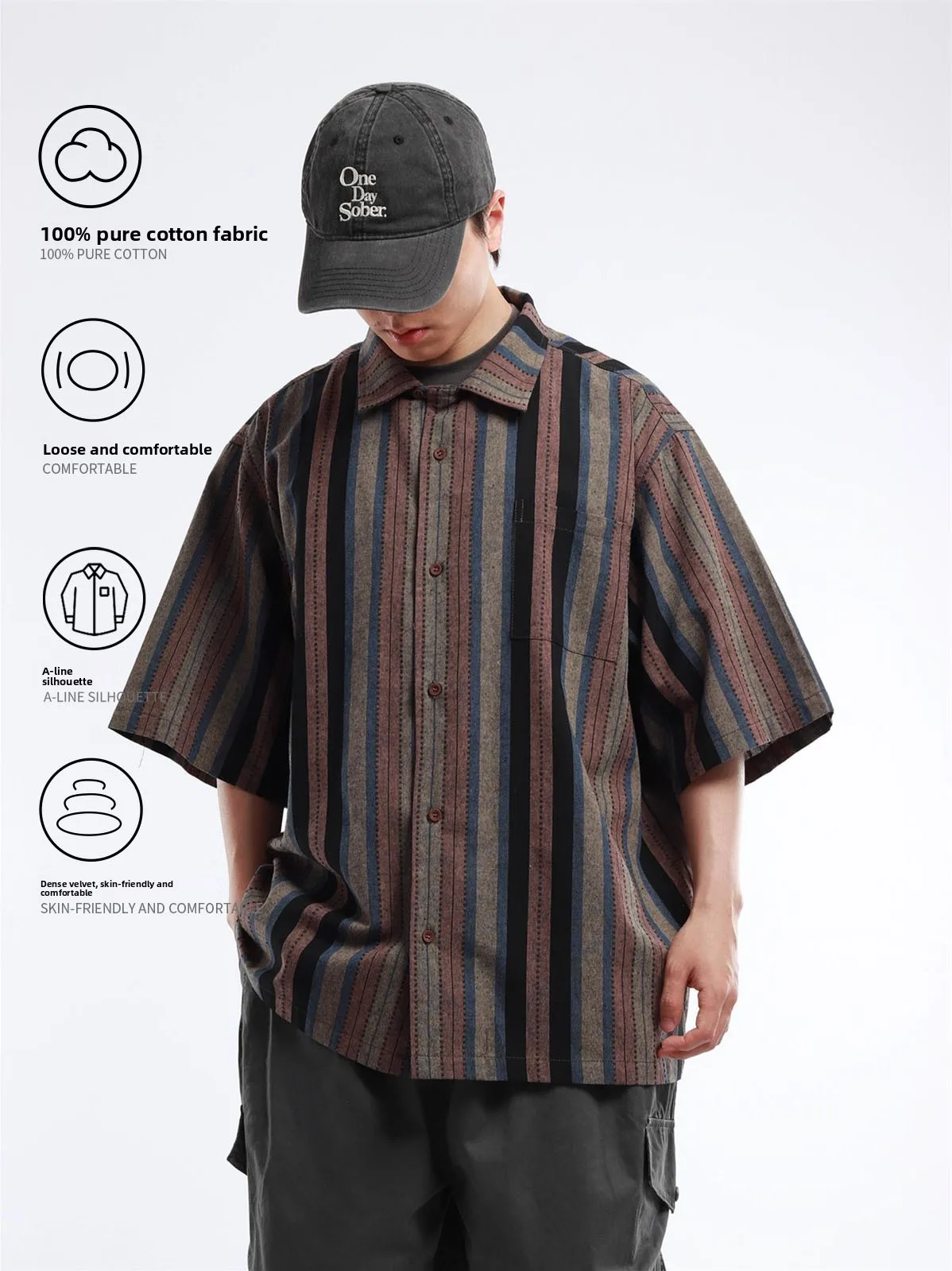 BSAPA Summer New Retro Striped Shirt Cuban Collar Beach Loose Short Sleeve Men's New Chinese Style Breathable Cotton Casual S...
BSAPA Summer New Retro Striped Shirt Cuban Collar Beach Loose Short Sleeve Men's New Chinese Style Breathable Cotton Casual S...