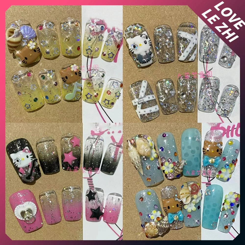 Sanrioed Summer Music Conch Hello Kittys Handmade Press On Nails Diy Short Ballet Star Diamond Guitar Handmade Fake Nail
Sanrioed Summer Music Conch Hello Kittys Handmade Press On Nails Diy Short Ballet Star Diamond Guitar Handmade Fake Nail