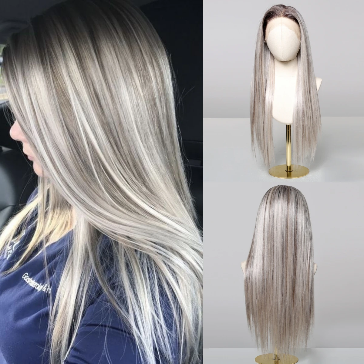 13*6 Gray Blonde Straight Lace Wig Synthetic Hair Highlights Straight for Women Daily Party Use Heat Resistant Fiber Cosplay Wig
13*6 Gray Blonde Straight Lace Wig Synthetic Hair Highlights Straight for Women Daily Party Use Heat Resistant Fiber Cosplay Wig