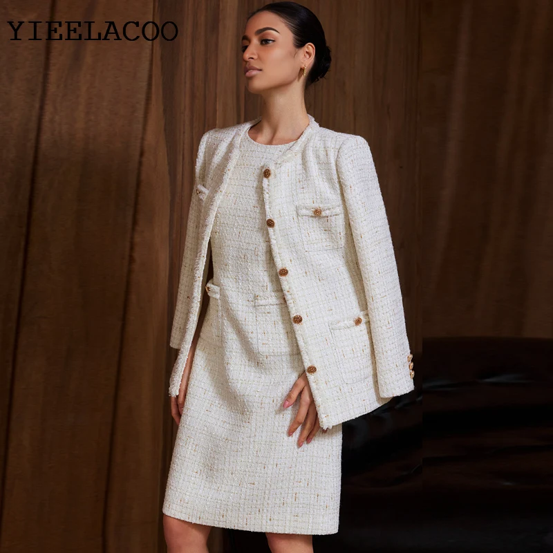 Бежевый твидовый пиджак + платье, костюм без рукавов, весна/осень 2026, профессиональный новый женский женский комплект, классический модный комплект из 2 предметов
Бежевый твидовый пиджак + платье, костюм без рукавов, весна/осень 2026, профессиональный новый женский женский комплект, классический модный комплект из 2 предметов