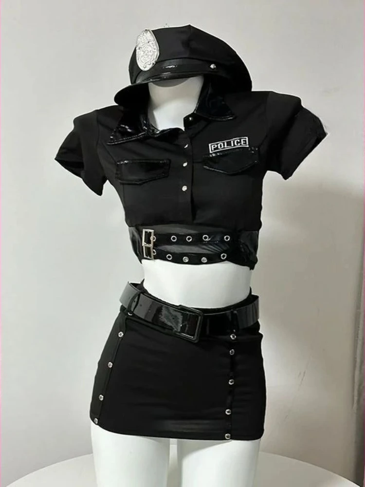 Sexy Policewoman Cosplay 2 Piece Set Women Locomotive Uniform Instructor Black Skirt Suit Stewardess Halloween Costume Outfits
Sexy Policewoman Cosplay 2 Piece Set Women Locomotive Uniform Instructor Black Skirt Suit Stewardess Halloween Costume Outfits