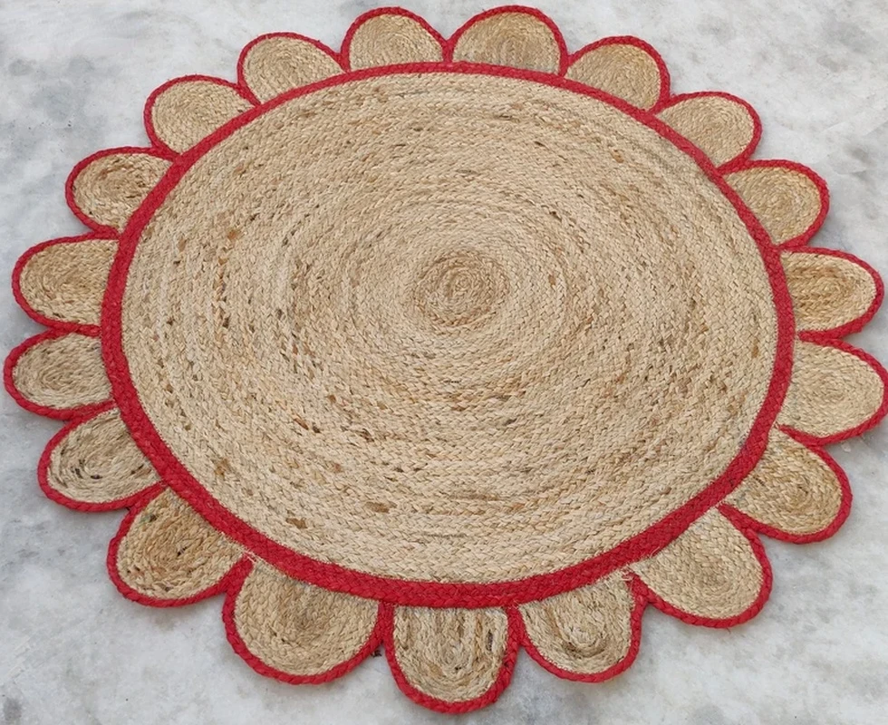 Rug 100% Natural Jute Hand Woven Carpet Area Rug Red Bound Round Rugs Modern Home Rustic Foyer Decor Floor Mat
Rug 100% Natural Jute Hand Woven Carpet Area Rug Red Bound Round Rugs Modern Home Rustic Foyer Decor Floor Mat