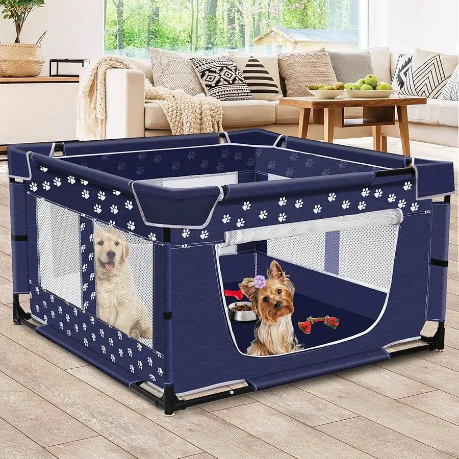 Puppy Playpen, 43.3x43.3 Inch Large Dog Play Pen for Small Pets Cats with Zipper Gate Dog Fence, Thickened Oxford Fabric Dog Pla
Puppy Playpen, 43.3x43.3 Inch Large Dog Play Pen for Small Pets Cats with Zipper Gate Dog Fence, Thickened Oxford Fabric Dog Pla