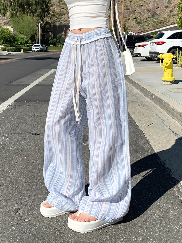 Casual Striped Loose Waist Thin Cotton Wide Leg Pants Women's Fashionable Drawstring Elastic Waist Loose Breathable Long Trou...
Casual Striped Loose Waist Thin Cotton Wide Leg Pants Women's Fashionable Drawstring Elastic Waist Loose Breathable Long Trou...