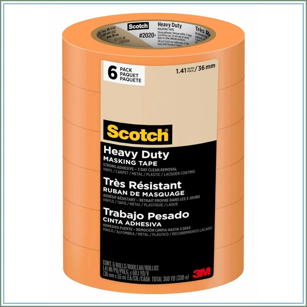 Heavy Duty Painter's Tape, 6 Rolls, 1.41 in x 60.1 yd, for Vinyl, Carpet, Metal & Plastic, Strong Adhesion, 3-Day Clean Removal
Heavy Duty Painter's Tape, 6 Rolls, 1.41 in x 60.1 yd, for Vinyl, Carpet, Metal & Plastic, Strong Adhesion, 3-Day Clean Removal