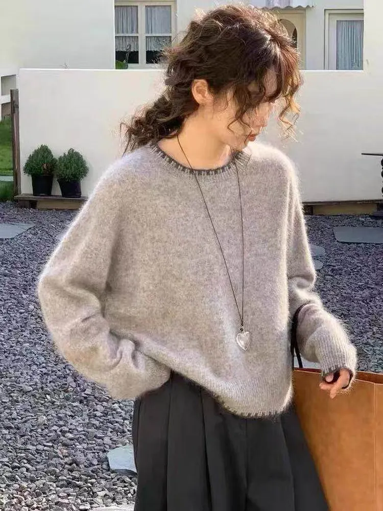 Ladies' Loose Fit Knitted Wool Sweater round Ne Lace Detail Casual Comfortable 00 Pure Wool Long Sve Autumn Winter Top
Ladies' Loose Fit Knitted Wool Sweater round Ne Lace Detail Casual Comfortable 00 Pure Wool Long Sve Autumn Winter Top