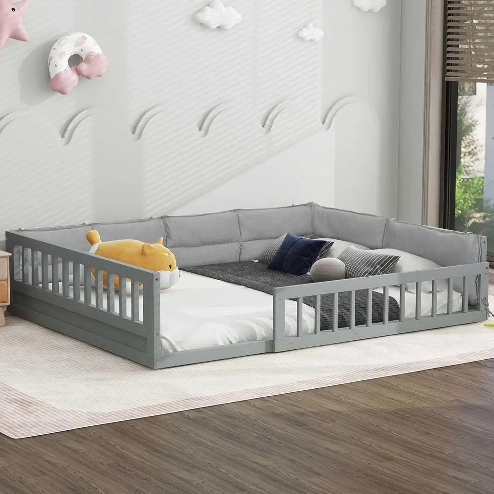 Full Size Floor Bed with Storage and Pillow, Kids Montessori Bed with Safety Guardrails, Solid Wood Playhouse Bed for Girls and
Full Size Floor Bed with Storage and Pillow, Kids Montessori Bed with Safety Guardrails, Solid Wood Playhouse Bed for Girls and