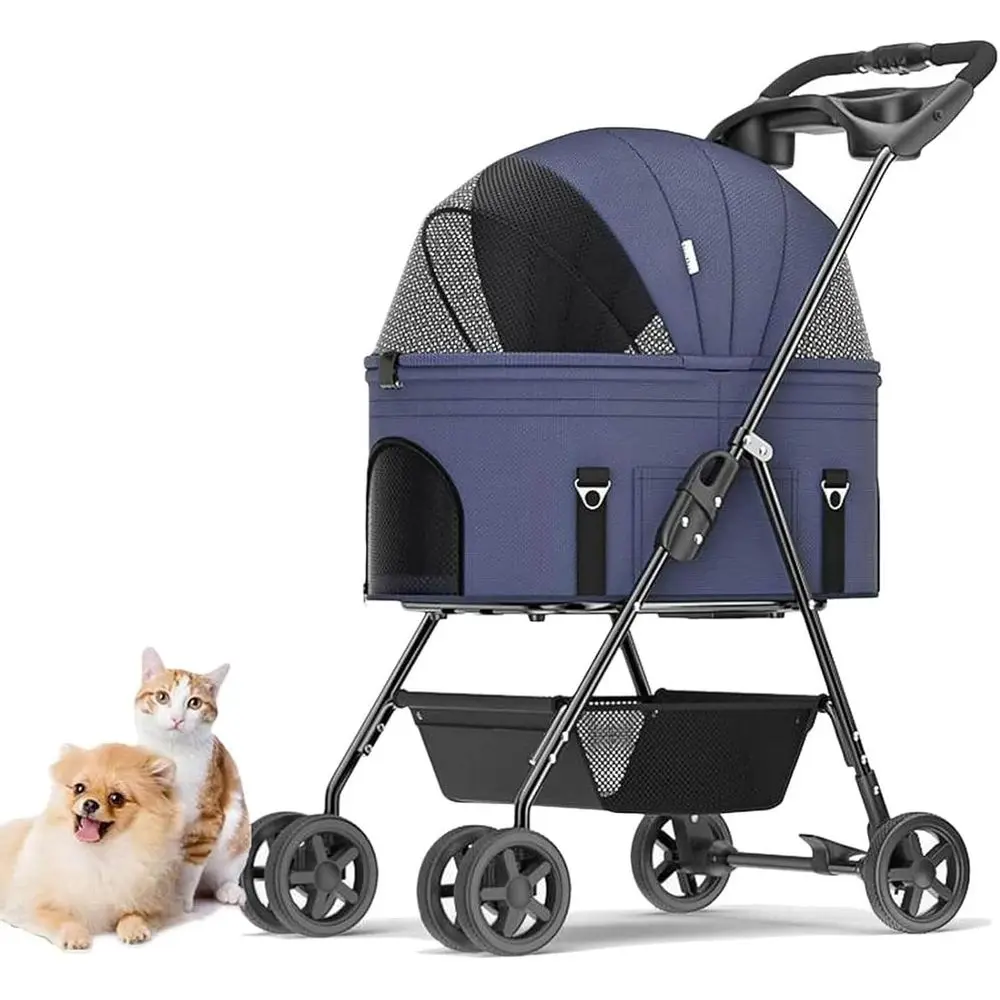 3-in-1 Pet Stroller with Removable Carrier, Travel Cart, and Cup Holder, Blue
3-in-1 Pet Stroller with Removable Carrier, Travel Cart, and Cup Holder, Blue