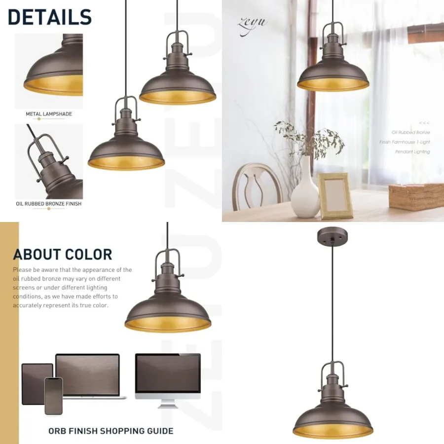 Farmhouse Pendant Light, -Light Industrial Hanging Light Fixture -inch, Oil Rubbed Bronze Finish, 06- ORB
Farmhouse Pendant Light, -Light Industrial Hanging Light Fixture -inch, Oil Rubbed Bronze Finish, 06- ORB