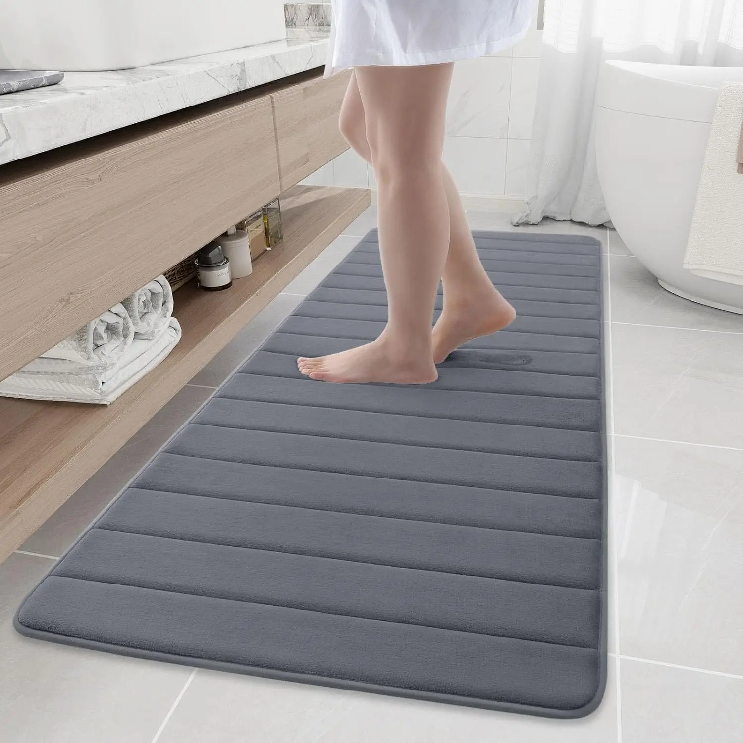 70" x 24" Ultra Soft Non-Slip Bath Mat, Water Absorbent Machine Washable Rug for Bathroom Shower Tub in Dark Grey
70" x 24" Ultra Soft Non-Slip Bath Mat, Water Absorbent Machine Washable Rug for Bathroom Shower Tub in Dark Grey