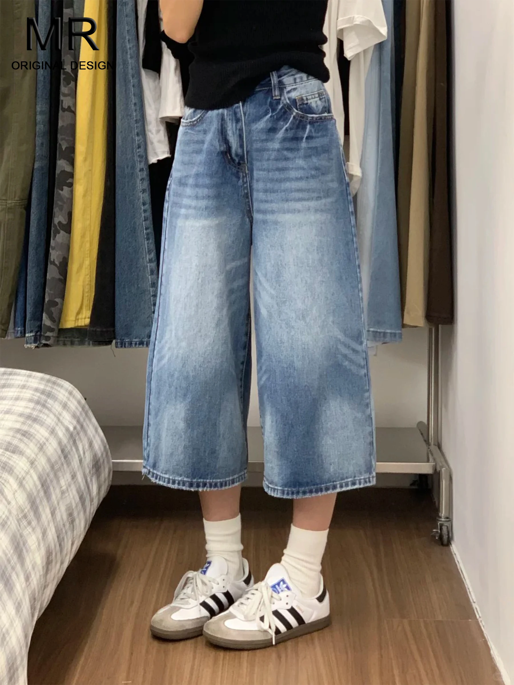 Blue American Style High Waist Wide Leg Jeans Women's Summer Slimming Straight Cut Pants Casual Loose Fit Seven-Foot Length
Blue American Style High Waist Wide Leg Jeans Women's Summer Slimming Straight Cut Pants Casual Loose Fit Seven-Foot Length