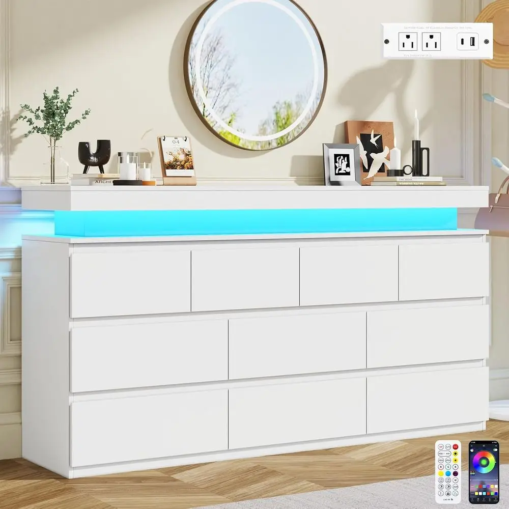 Широкий шкаф для хранения вещей с 10 ящиками, светодиодной подсветкой и зарядной станцией, 63 Вт x 34 ч, белый, для спальни, шкафа, гостиной и ха
Широкий шкаф для хранения вещей с 10 ящиками, светодиодной подсветкой и зарядной станцией, 63 Вт x 34 ч, белый, для спальни, шкафа, гостиной и ха