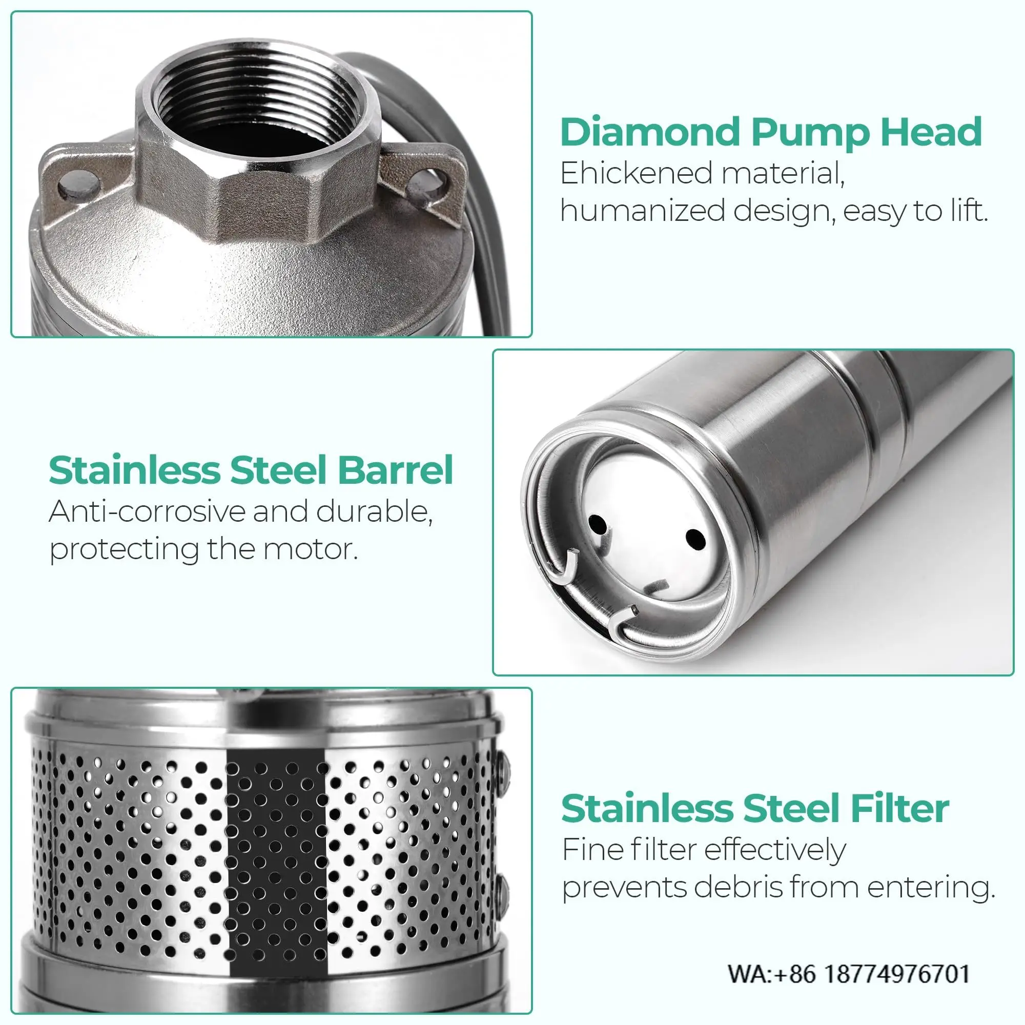 Высокопроизводительный солнечный водяной насос 2,2 кВт 3, солнечный погружной водяной насос постоянного тока с глубокими скважинными скважинами
Высокопроизводительный солнечный водяной насос 2,2 кВт 3, солнечный погружной водяной насос постоянного тока с глубокими скважинными скважинами