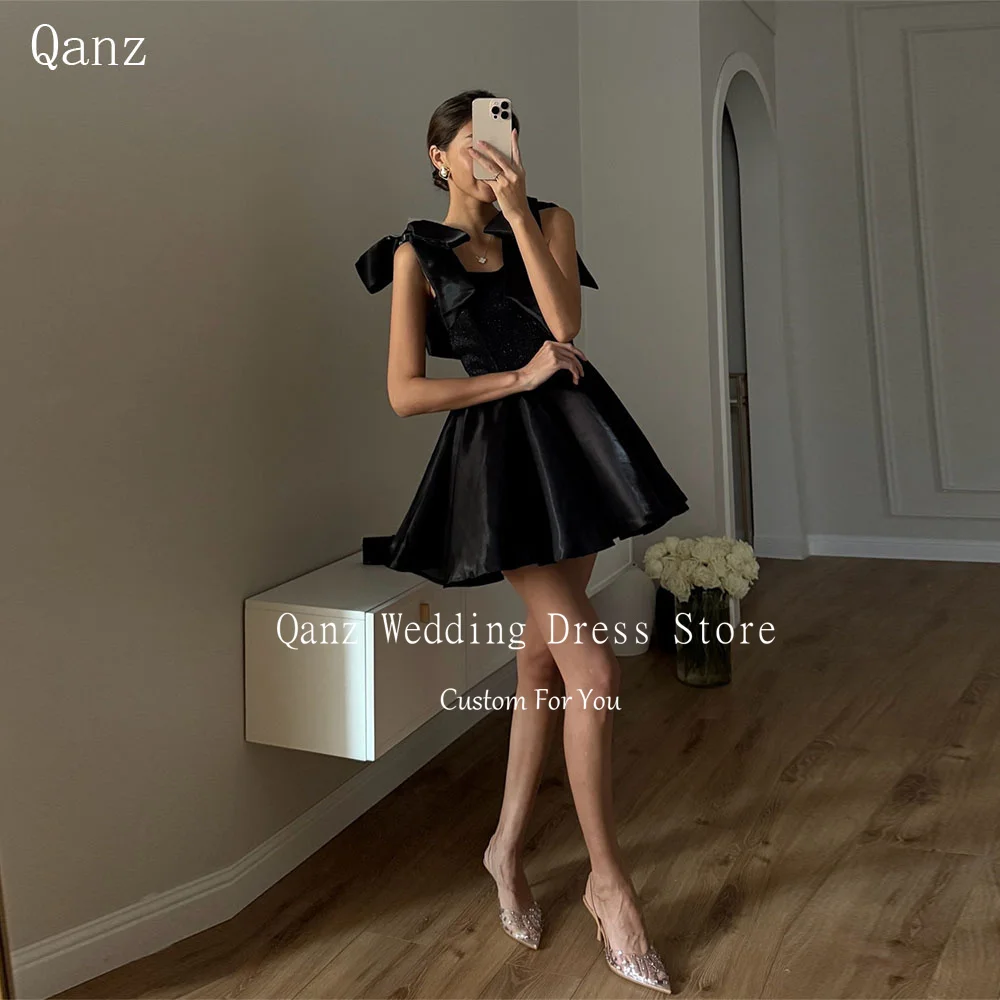 Qanz Glitter Black Prom Dress Bow Satrps Organza Cocktail Dresses Mini A Line Lace Up Back Bespoke Occasion Dresses Customized
Qanz Glitter Black Prom Dress Bow Satrps Organza Cocktail Dresses Mini A Line Lace Up Back Bespoke Occasion Dresses Customized