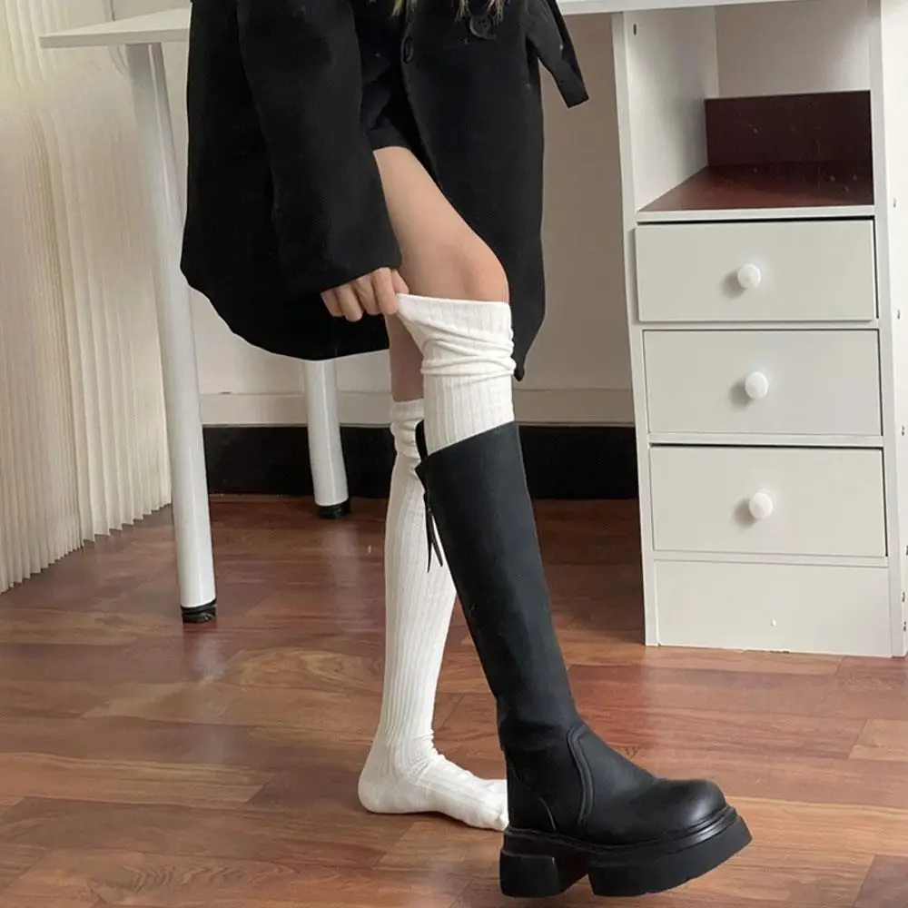 Женские чулки до колена, 1 пара вязаных длинных носков для ботинок, повседневные носки выше колена, однотонные теплые гольфы 
Женские чулки до колена, 1 пара вязаных длинных носков для ботинок, повседневные носки выше колена, однотонные теплые гольфы