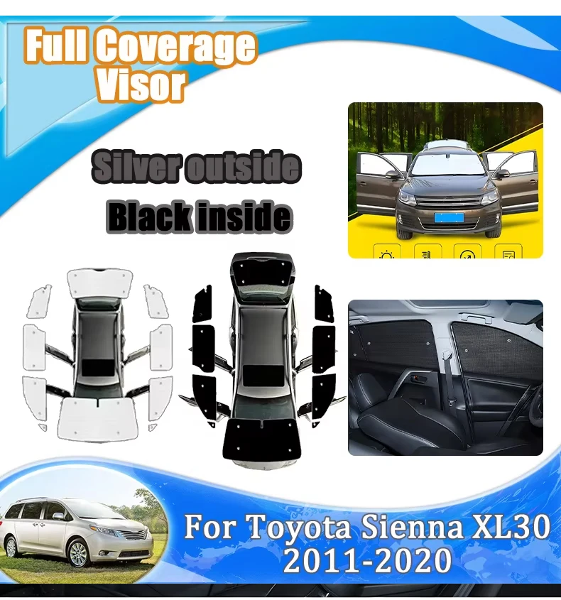 Солнцезащитные козырьки для Toyota Sienna XL30, аксессуары 2011-2020, полные солнцезащитные шторки для автомобиля, накладки на лобовое стекло, аксессуары для автомобиля
Солнцезащитные козырьки для Toyota Sienna XL30, аксессуары 2011-2020, полные солнцезащитные шторки для автомобиля, накладки на лобовое стекло, аксессуары для автомобиля